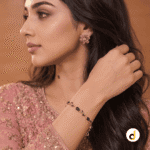 Lightweight Stainless Steel Bracelet with Elegant Floral Vine Pattern, Women's Luxury Floral Jewellery with Blue Sapphire-Look Stones