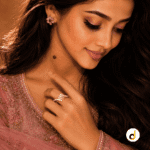 Multi-layer gold wave ring with sparkling clear accent stones for women