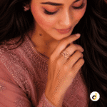 Elegant gold-plated interlocking hearts ring for women with double heart design