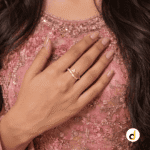 Elegant gold-tone leaf bypass ring for women with a botanical design and sparkling pave stones