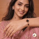 Elegant black enamel clover bracelet for women – lucky clover fashion jewellery