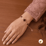 Black enamel clover bracelet for women and girls with gold plated finish