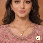 Gold Heart Toggle Layered Necklace for Women – Crystal Accent Pendant