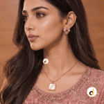 Minimalist Gold Mother of Pearl Square Pendant Necklace for Women – Elegant Shell Jewellery