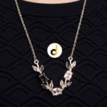 Lavender & Rose Floral Vine Necklace for Women – Gold Plated Crystal Necklace